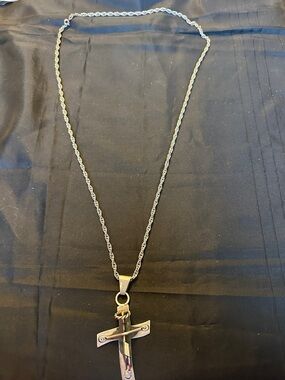 Vintage Mexico Sterling Silver Crucifix Necklace - Heavy 25.6g